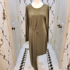 Olive Green Asymmetrical hem dress. Size Large